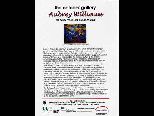 image of Aubrey Williams October Gallery 2002 - press release